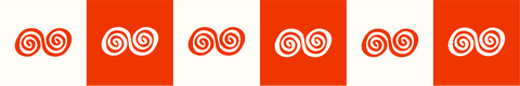 Red and white pattern with spiral design on a grid background